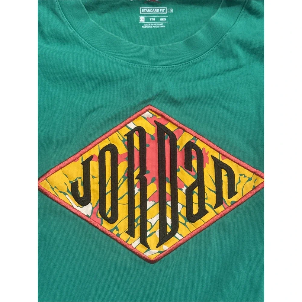 Air Jordan Shirt Mens XXL Embroidered Print Logo Short Sleeve Green See Pics